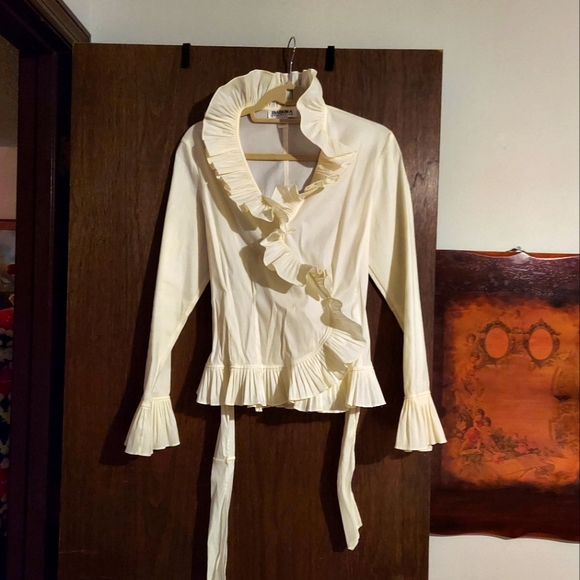 Isadora blouse with Ruffle flounces and Long belt. Medium - Picture 1 of 11